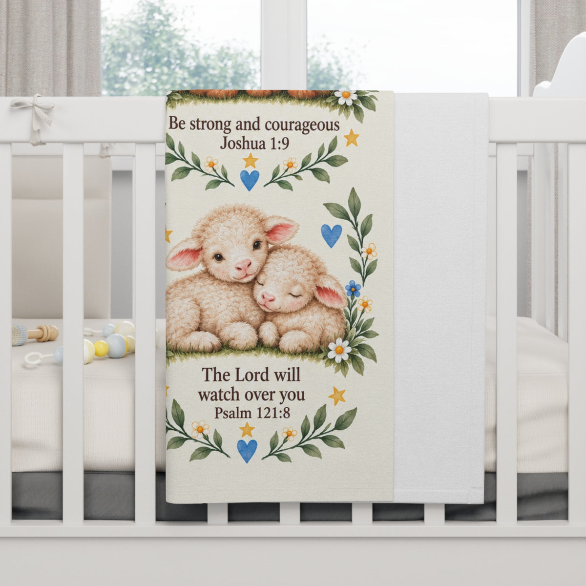 Walking By Faith Baby Blanket, Western Farm Animal Swaddle, Christian Scripture Nursery Blanket, Cow Horse Lamb Hospital 30x40 Blanket Gift