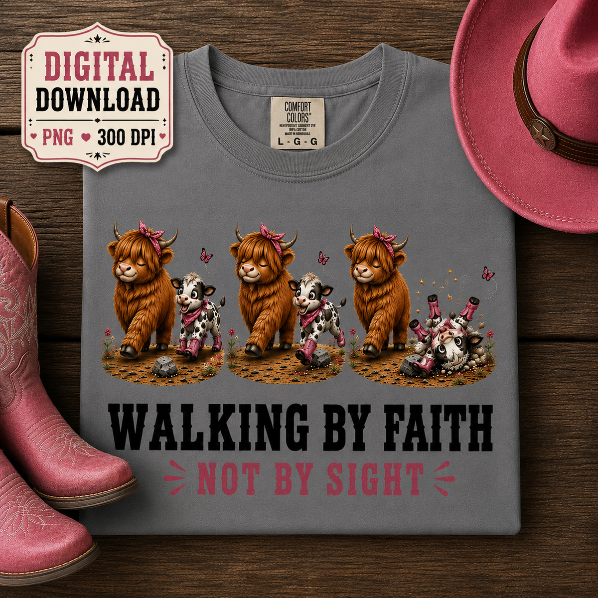 Walk By Faith Not By Sight Highland Cow Digital Download