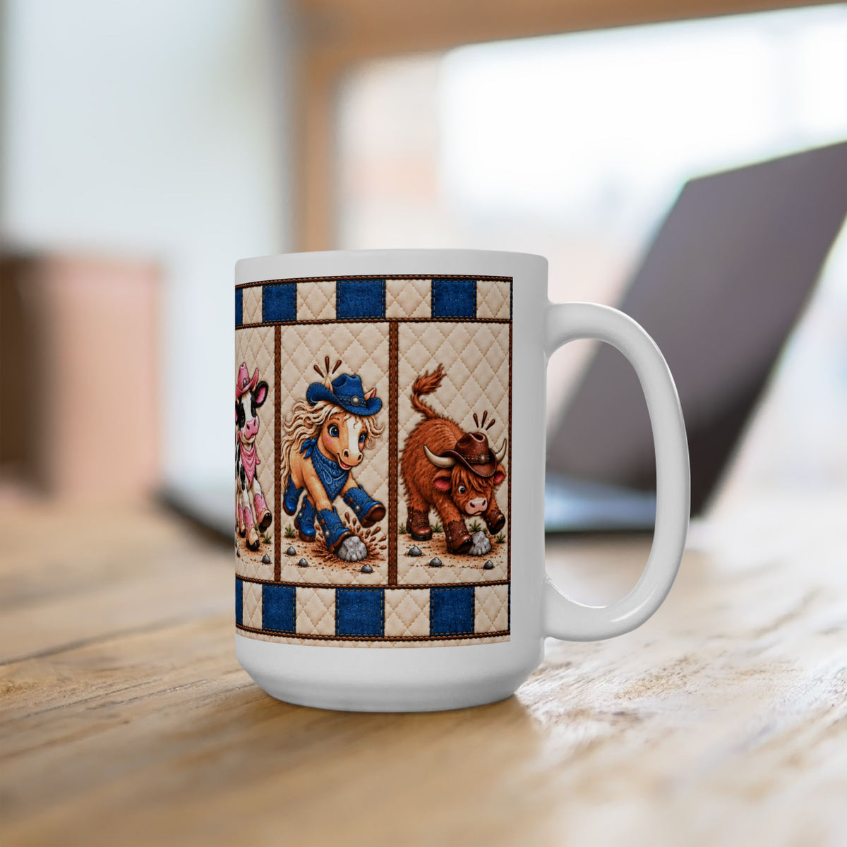 Western Faith Cowgirl Coffee Mug, Cute Cowboy Cow Horse Highland Bull Ceramic Cup, Country Cowgirl Southern Pride Decor Gift for Her
