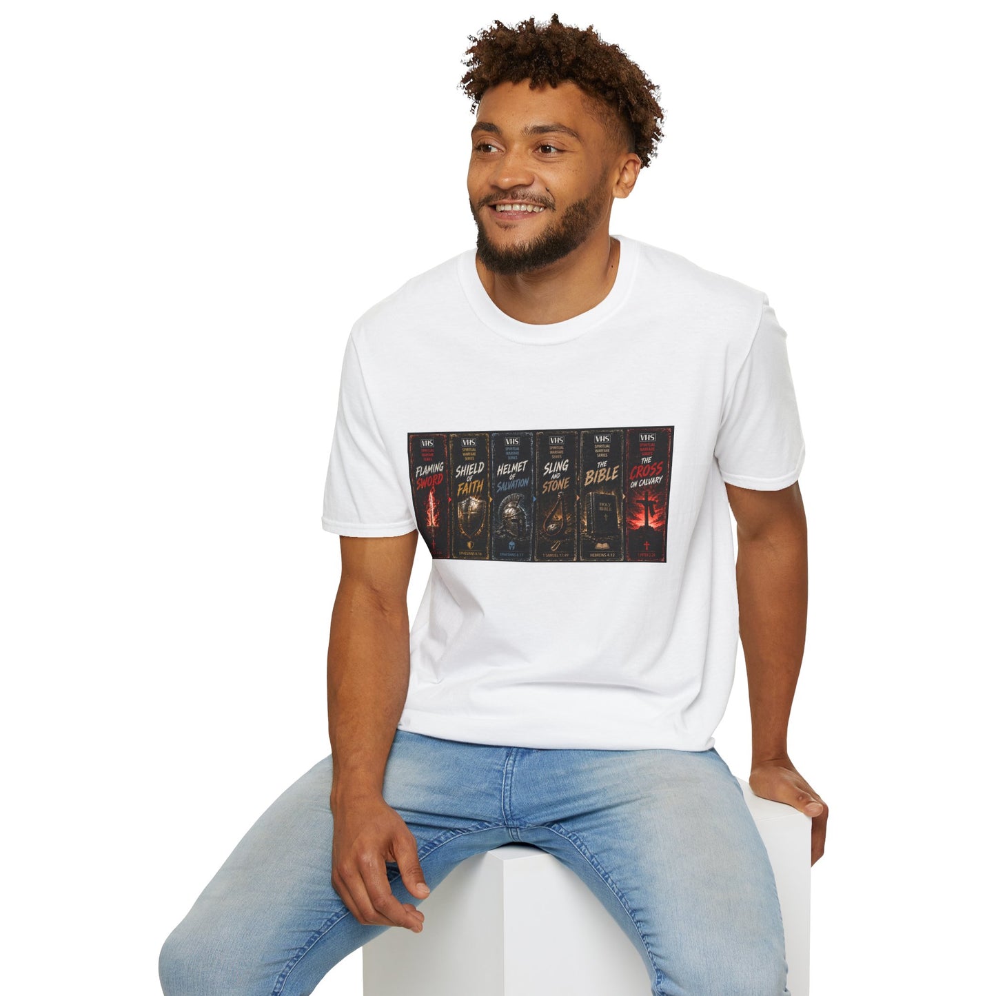 Armor of God VHS Panels T-Shirt Gift | Ephesians 6 Christian Warrior Mens Tee, Spiritual Warfare Graphic Shirt
