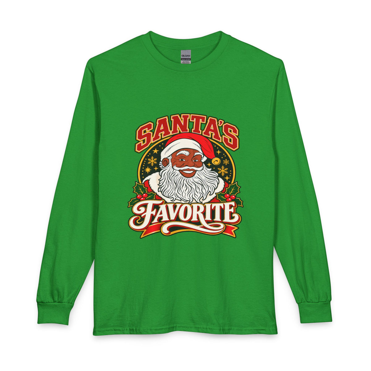 Unisex Christmas Shirt, Santa's Favorite Long Sleeve Shirt, Black Santa Pajama Shirt, Family Christmas Pajamas, Matching Photo Shirt