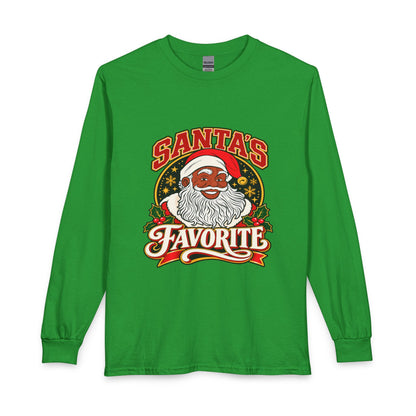 Unisex Christmas Shirt, Santa's Favorite Long Sleeve Shirt, Black Santa Pajama Shirt, Family Christmas Pajamas, Matching Photo Shirt