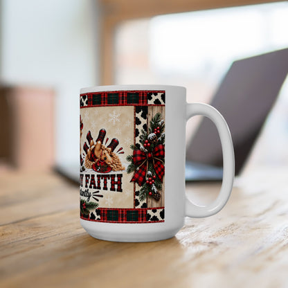 Walking By Faith Tripping Constantly Mug, Western Christian Christmas Gift, Cowgirl Coffee Mug, Cowgirl Mom Gift, Western Christmas Mug