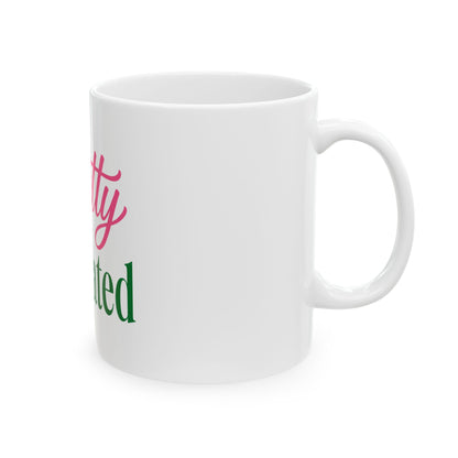 Pretty & Educated HBCU Mug | Black Girl College Coffee Cup, Pink Green Script Mug