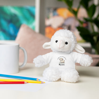 Personalized Lamb Stuffed Animal, Fearfully and Wonderfully Made, Christian Custom Name Plush, Baby Shower, Baptism, Communion Gift