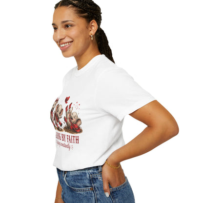 Comfort Colors® Walking By Faith tripping constantly T-Shirt | Cute Red Elephant Shirt