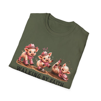 Walking by Faith Tripping Constantly Pig Tee