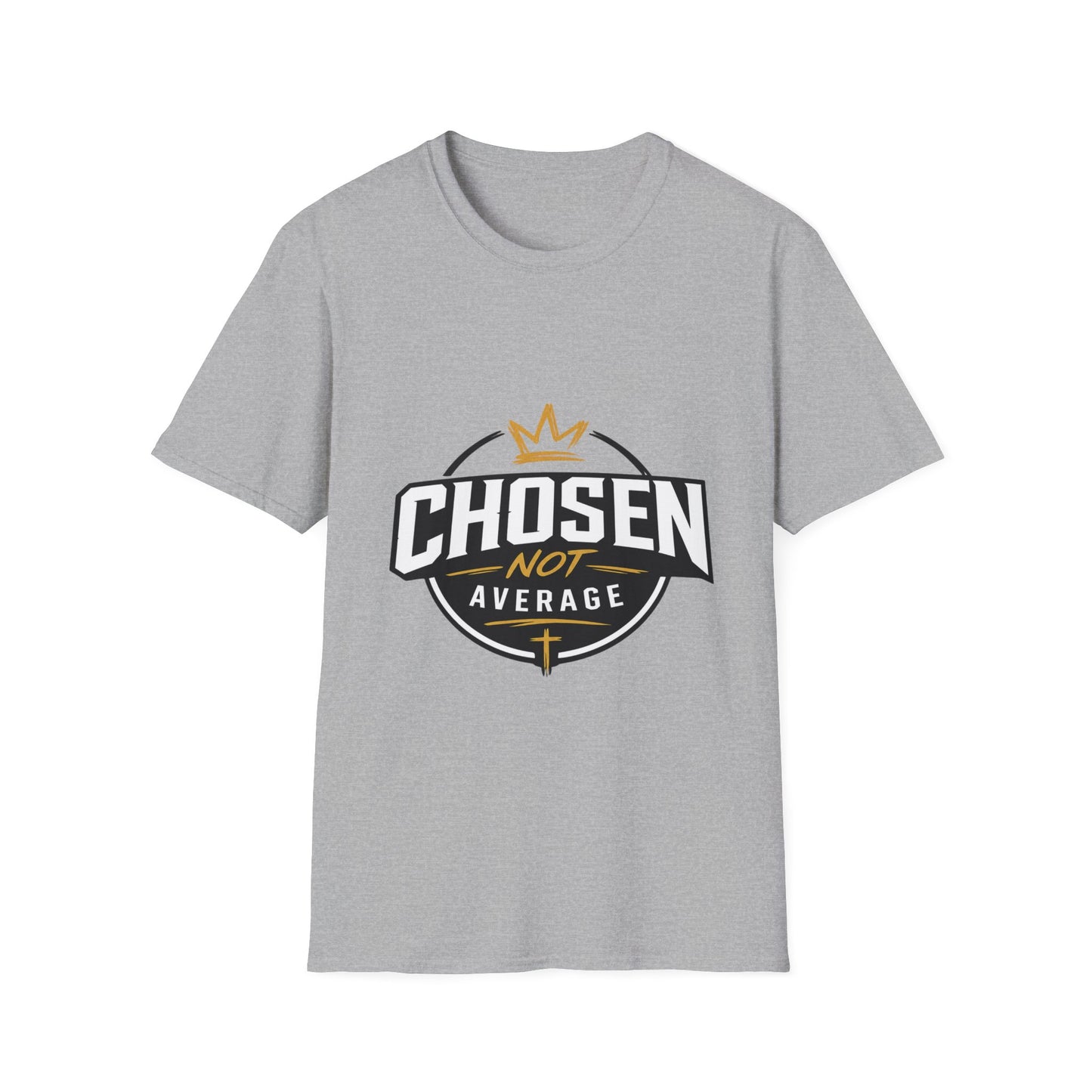 Chosen Not Average Christian T-Shirt Gift for Him | Inspirational College Tee for Men, Faith Streetwear Shirt, Crown Cross Graphic Tee