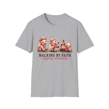 Walking by Faith Tripping Constantly Pig Tee