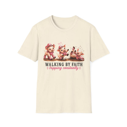 Walking by Faith Tripping Constantly Pig Tee