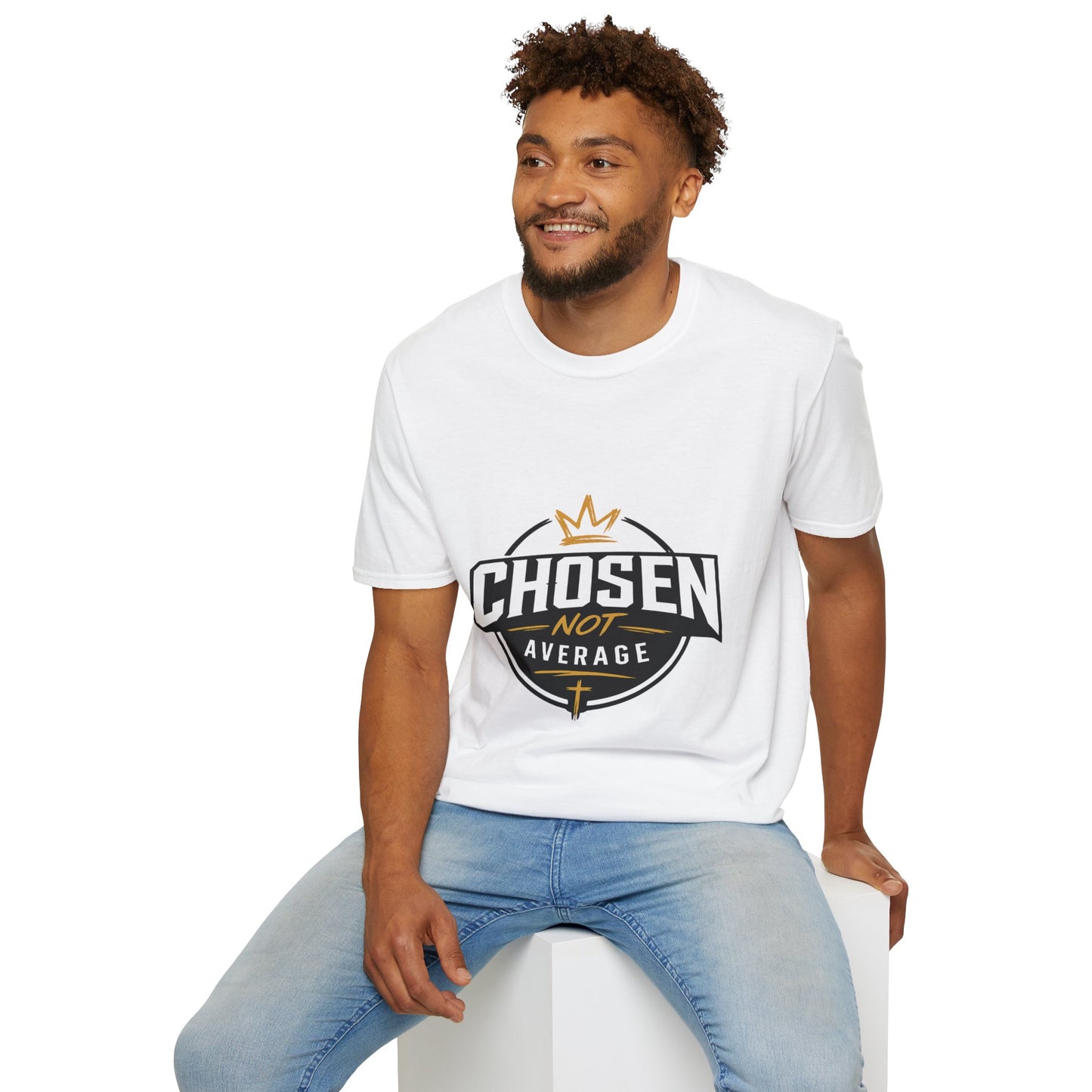 Chosen Not Average Christian T-Shirt Gift for Him | Inspirational College Tee for Men, Faith Streetwear Shirt, Crown Cross Graphic Tee