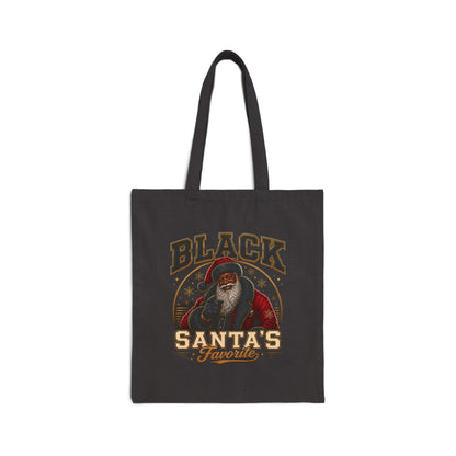Black Santa Gift Bag Tote – Christmas Tote Bag, African American Santa Holiday Gift Bag