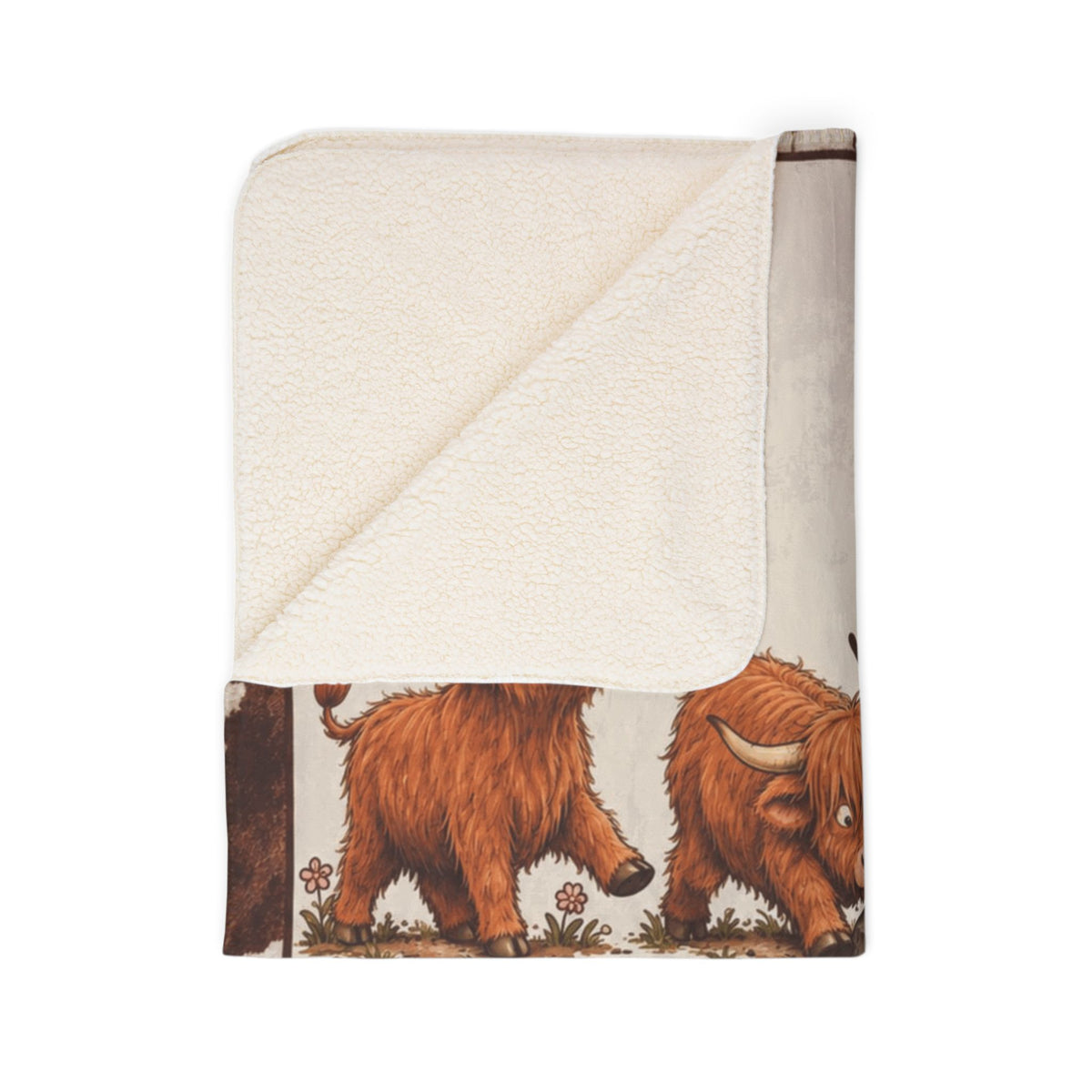 Limited Edition Walking By Faith Tripping Constantly Highland Cow Sherpa Blanket | Plush Fleece Throw, Extra Warm Cozy 50x60, Christmas Gift