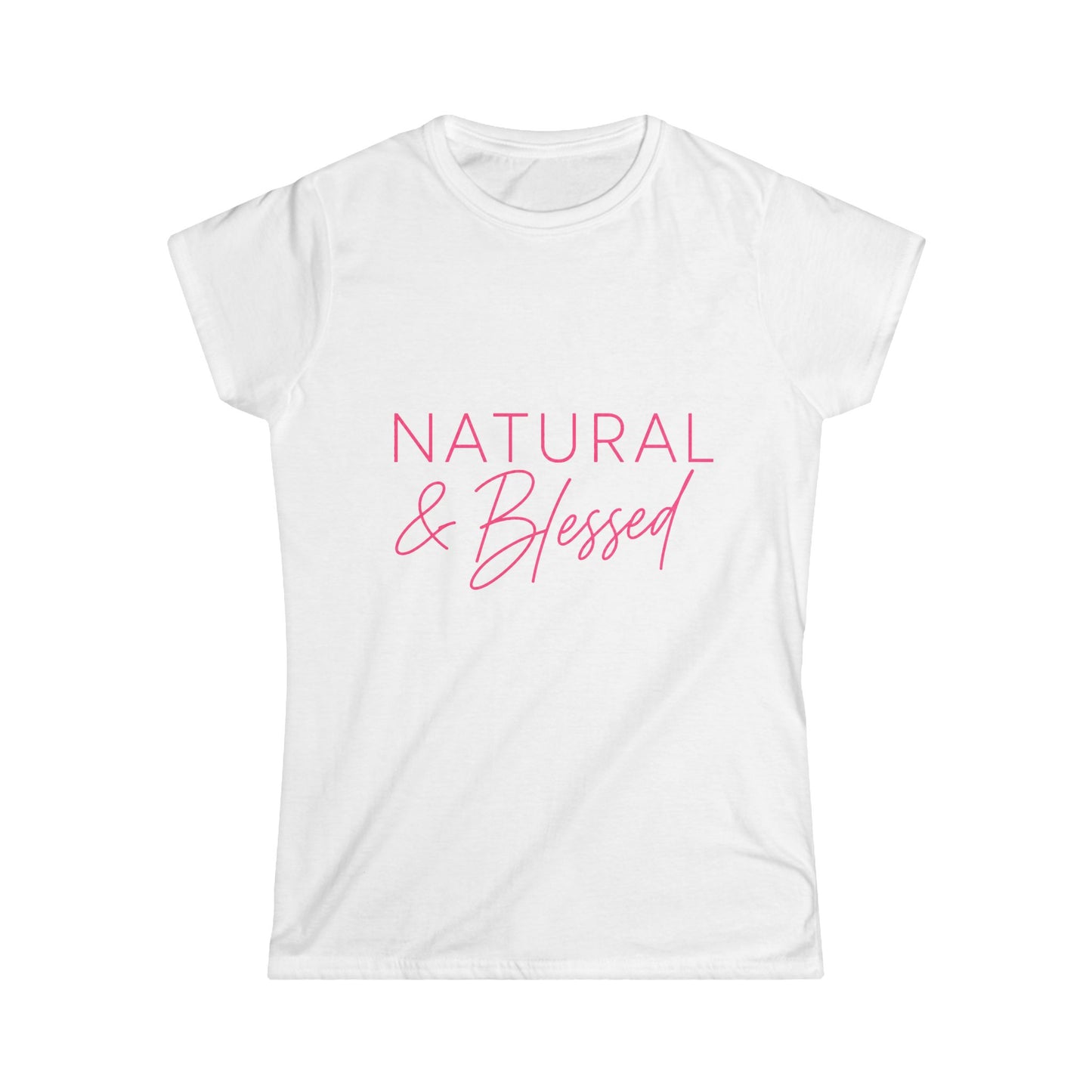 Natural & Blessed tee | Women's t-shirt, pink Natural Hair Christian faith design