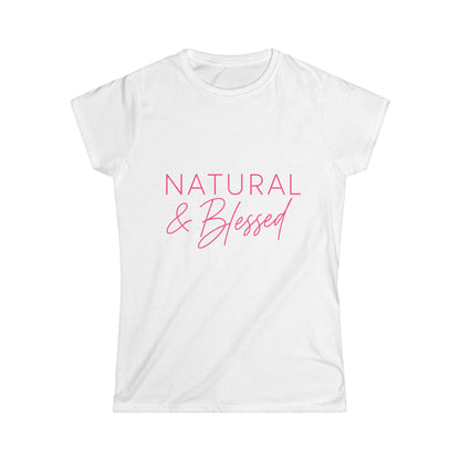 Natural & Blessed tee | Women's t-shirt, pink Natural Hair Christian faith design