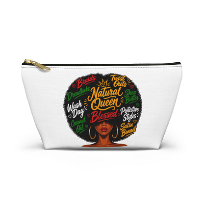 Natural Hair Queen Accessory Pouch | Black Girl Makeup Bag | Natural Hair Cosmetic Bag | Afro Hair Travel Pouch