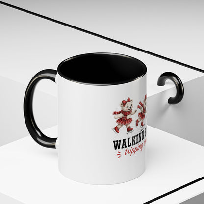 Walking By Faith Tripping Constantly Polar Bear Mug, Christmas Ice Skating Coffee Cup