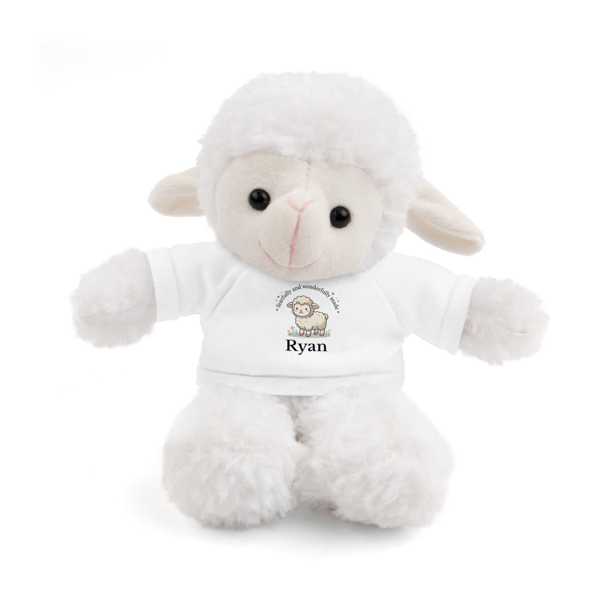 Personalized Lamb Stuffed Animal, Fearfully and Wonderfully Made, Christian Custom Name Plush, Baby Shower, Baptism, Communion Gift
