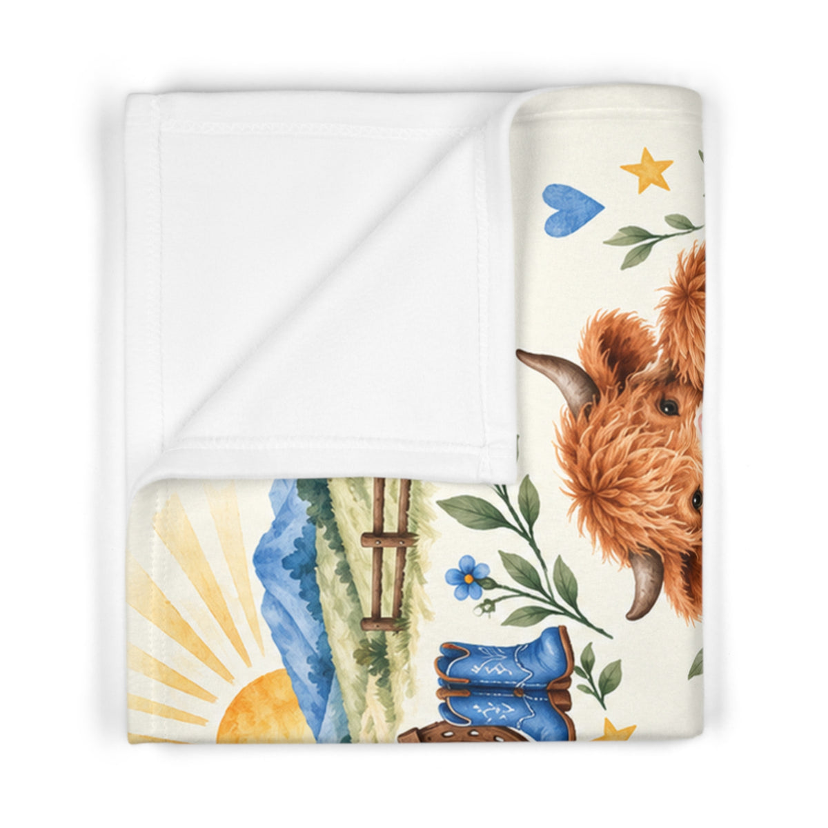 Walking By Faith Baby Blanket, Western Farm Animal Swaddle, Christian Scripture Nursery Blanket, Cow Horse Lamb Hospital 30x40 Blanket Gift