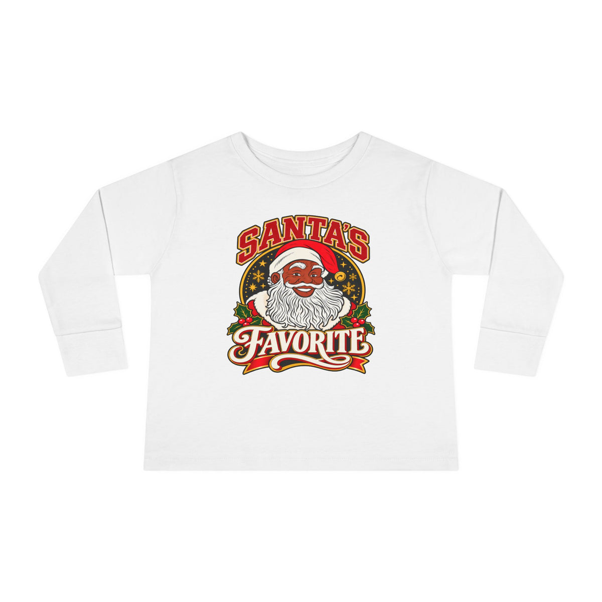 Toddler Christmas Pajama Shirt, Santa's Favorite Long Sleeve Shirt, Black Santa Christmas Pajamas, Kids Holiday Photo Outfit