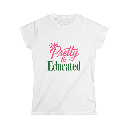 Pretty & Educated Tee |College Feminine Pink  Green Shirt