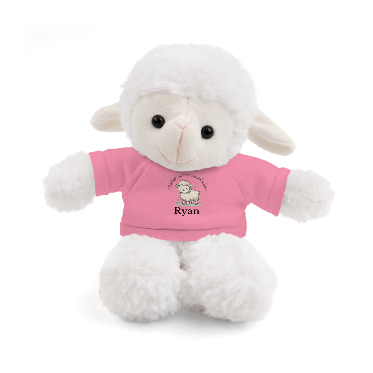 Personalized Lamb Stuffed Animal, Fearfully and Wonderfully Made, Christian Custom Name Plush, Baby Shower, Baptism, Communion Gift