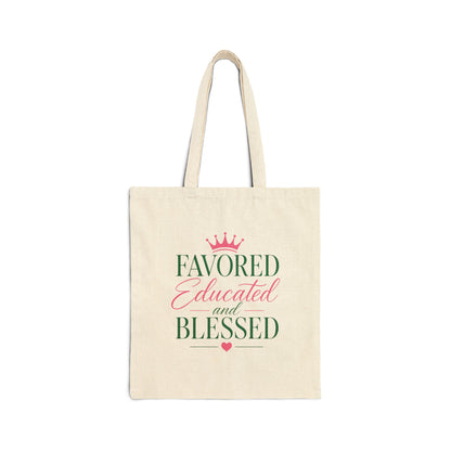 Favored Educated and Blessed Tote Bag — Pink & Green