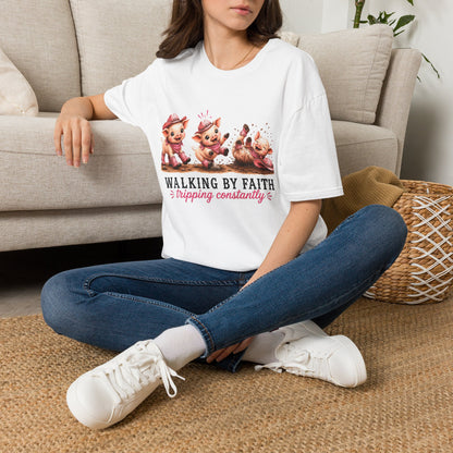 Walking by Faith Tripping Constantly Pig Tee