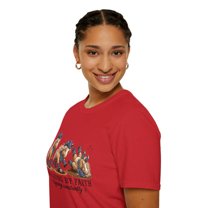 Walking by Faith (Tripping Constantly) Horse Denim Cowgirl  Graphic Tee