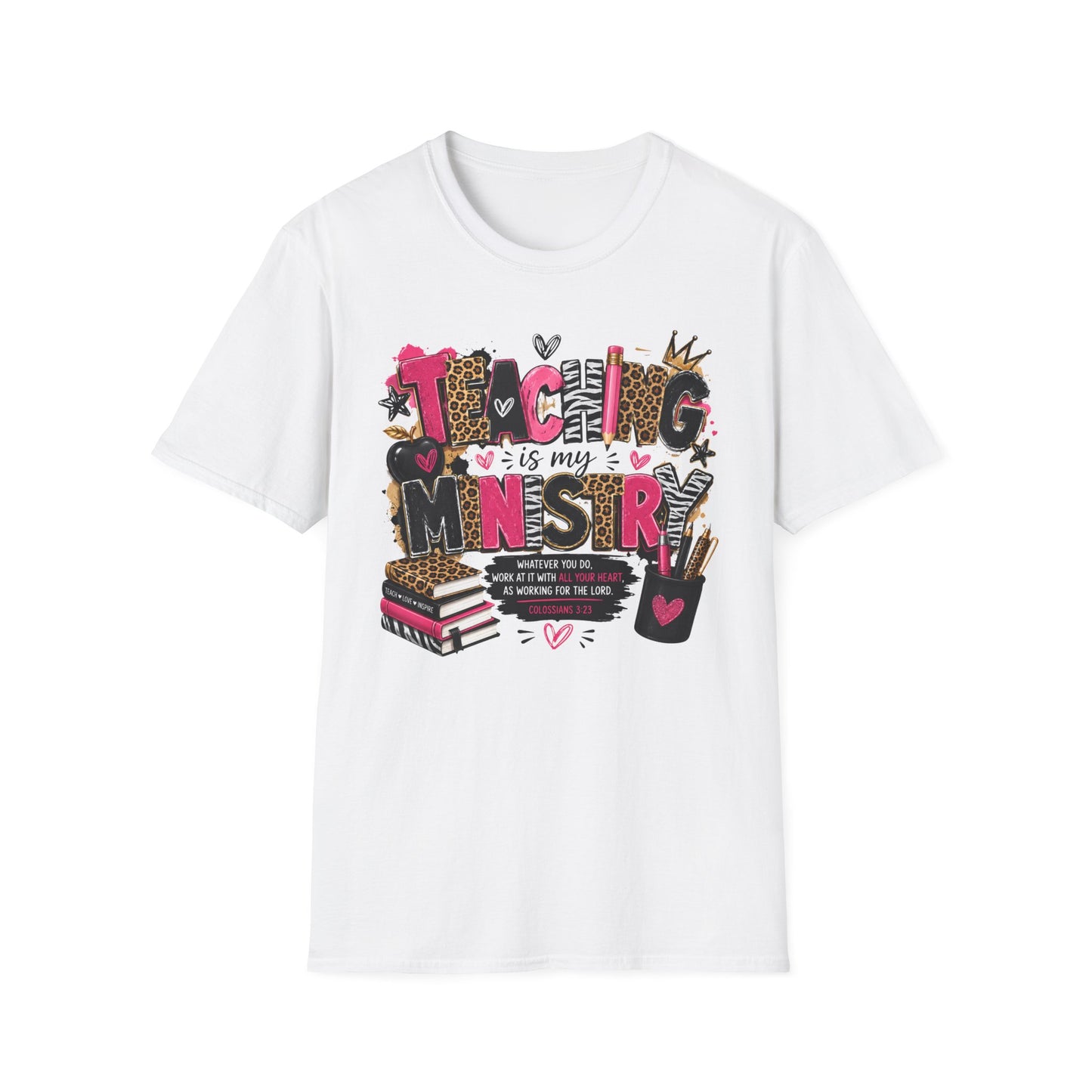 Teaching Is My Ministry Shirt, Leopard Zebra Print Teacher Shirt, Colossians 3:23 Christian Teacher Tee, SLP SLPA Gift Shirt