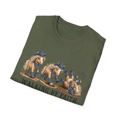 Walking by Faith (Tripping Constantly) Horse Denim Cowgirl  Graphic Tee