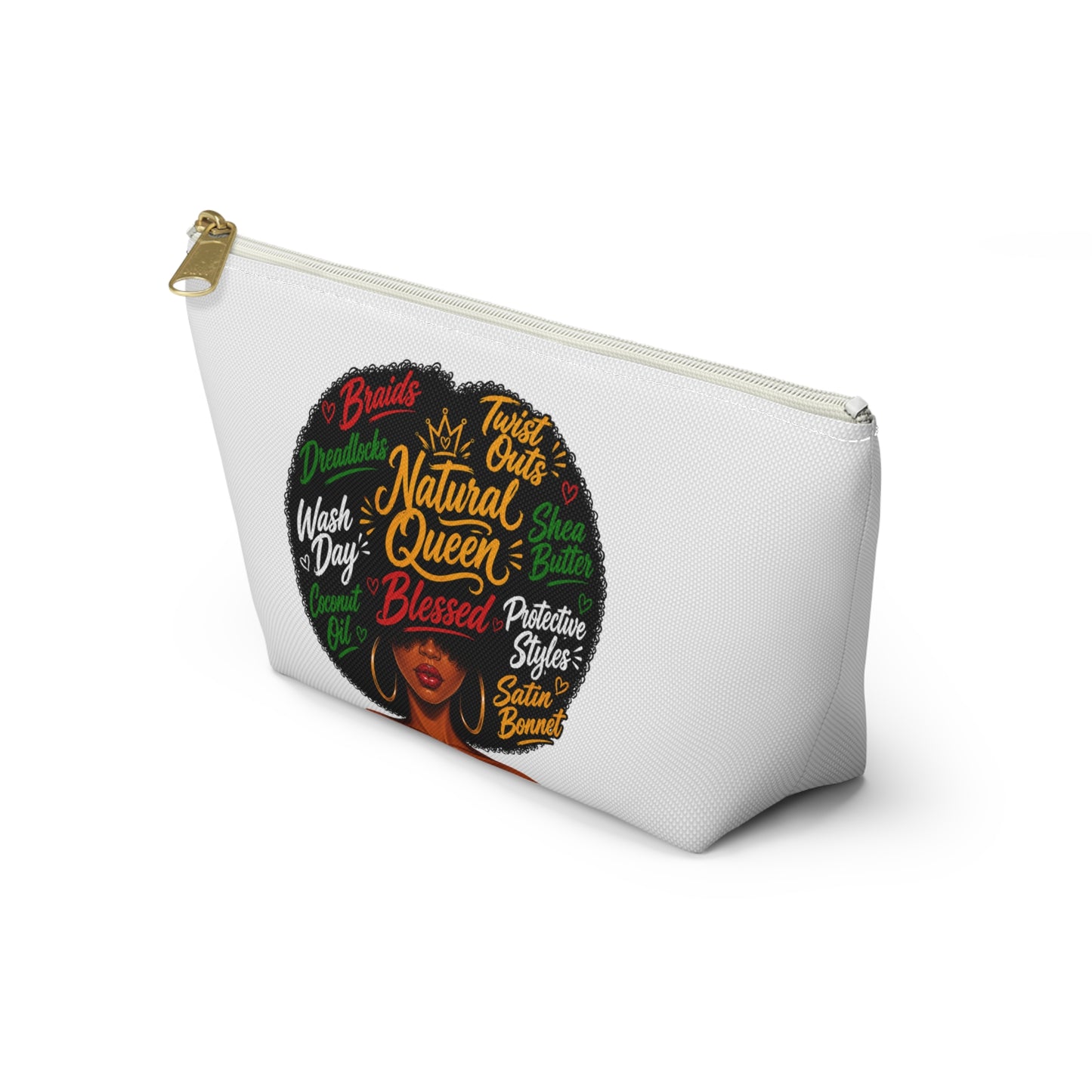 Natural Hair Queen Accessory Pouch | Black Girl Makeup Bag | Natural Hair Cosmetic Bag | Afro Hair Travel Pouch