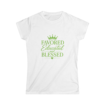 Favored Educated and Blessed Tee Pink Green