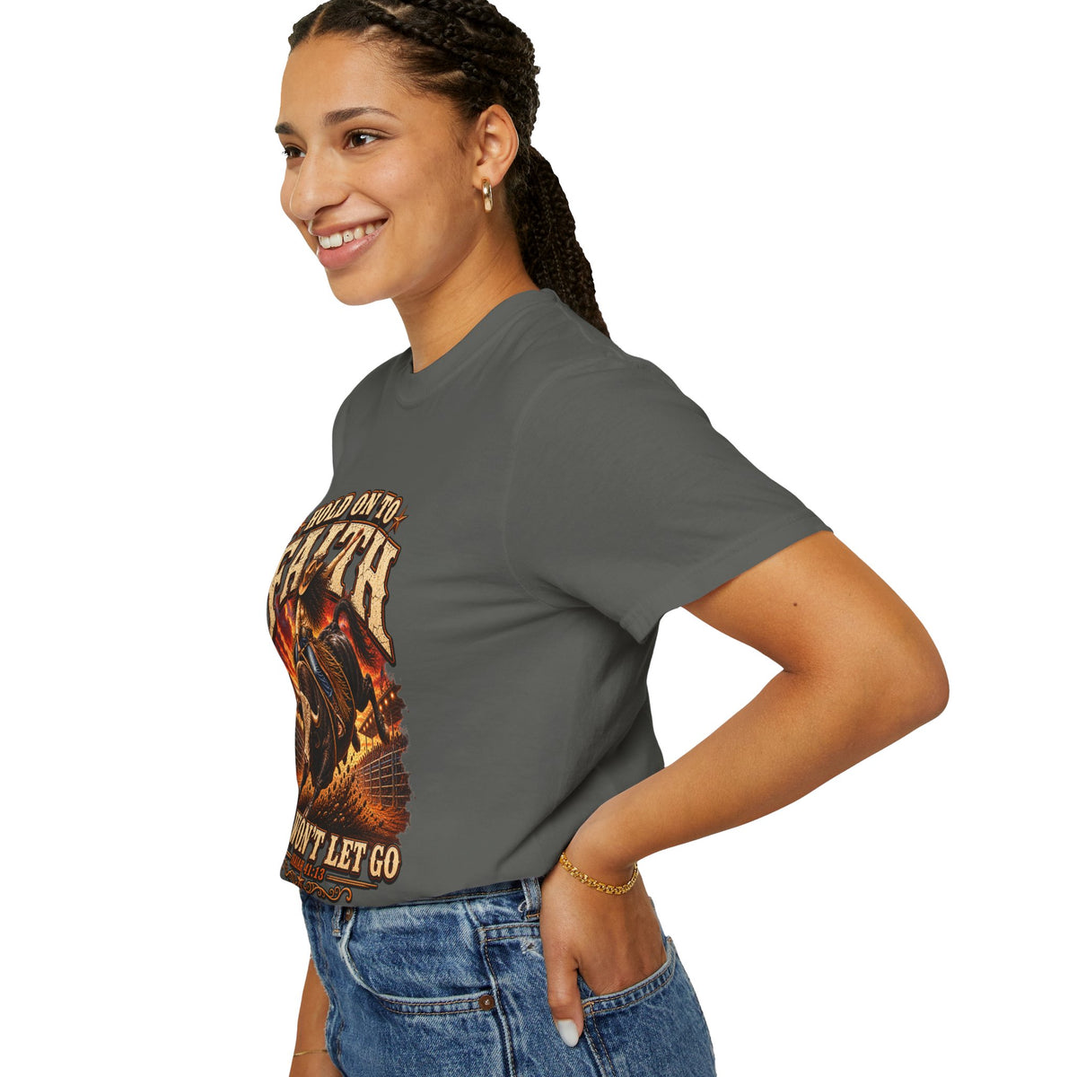 Comfort Colors® Hold On To Faith He Won't Let Go Christian Graphic Tee