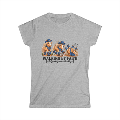 Walking By Faith Tripping Constantly Shirt Western Cowgirl  Fitted Tee
