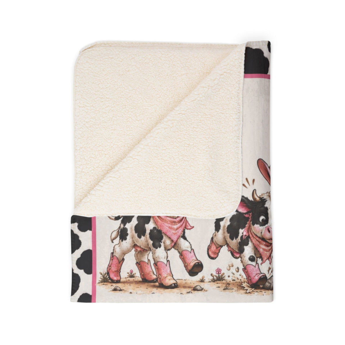 Limited Edition Walking By Faith Tripping Constantly Cow Sherpa Blanket | Cow Print Plush Fleece, Extra Warm Cozy 50x60, Christmas Gift