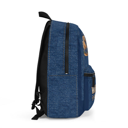 Walking By Faith Tripping Constantly Horse Backpack Denim Print Design Western Cowgirl Faith Bag Lightweight Denim Look Pony Backpack