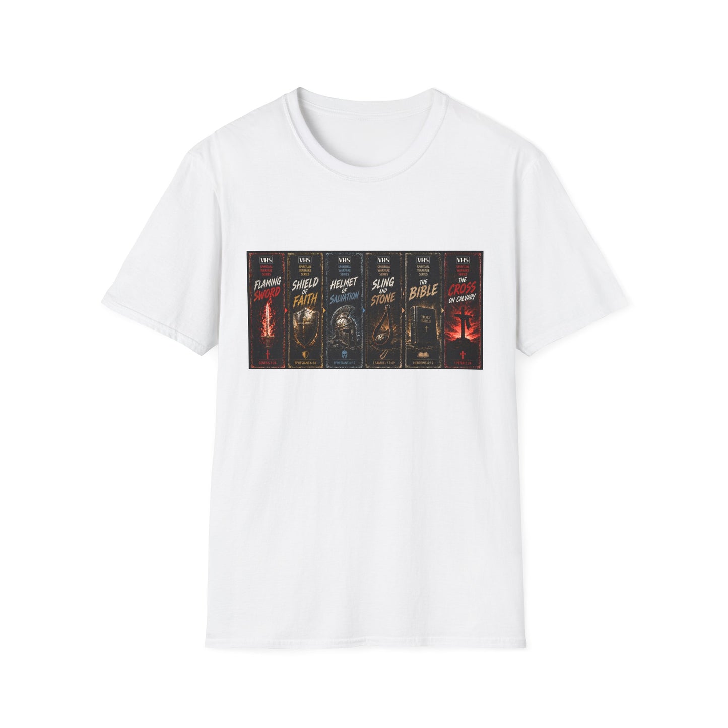 Armor of God VHS Panels T-Shirt Gift | Ephesians 6 Christian Warrior Mens Tee, Spiritual Warfare Graphic Shirt