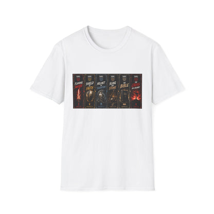 Armor of God VHS Panels T-Shirt Gift | Ephesians 6 Christian Warrior Mens Tee, Spiritual Warfare Graphic Shirt