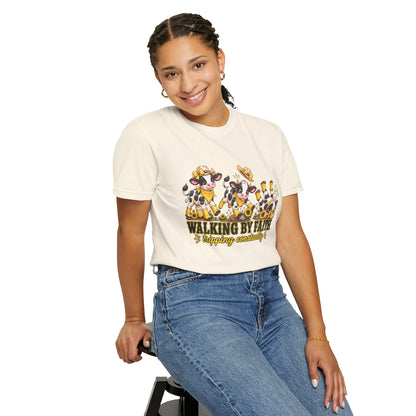 Comfort Colors® Walking By Faith Tripping Constantly Yellow Flowers Cow Shirt