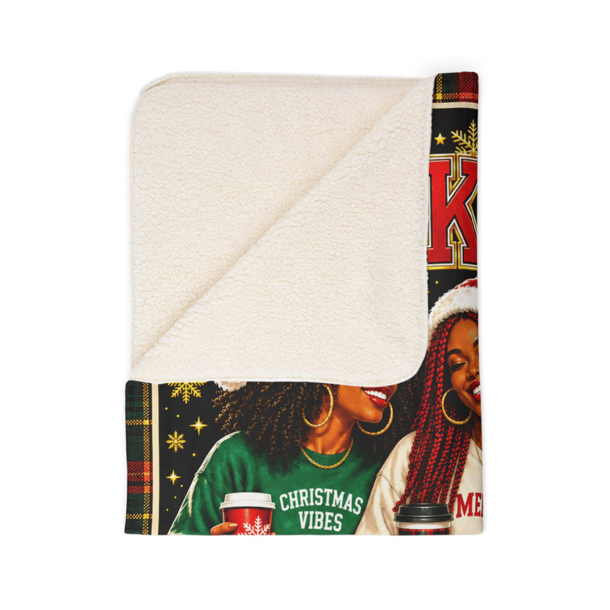 Black Girls Christmas Club Sherpa Fleece Blanket Sisterhood Black Girl Magic Holiday Plaid Christmas Throw Gift