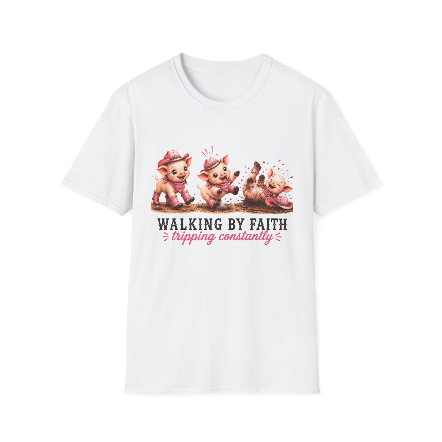 Walking by Faith Tripping Constantly Pig Tee