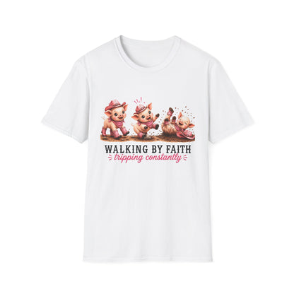 Walking by Faith Tripping Constantly Pig Tee