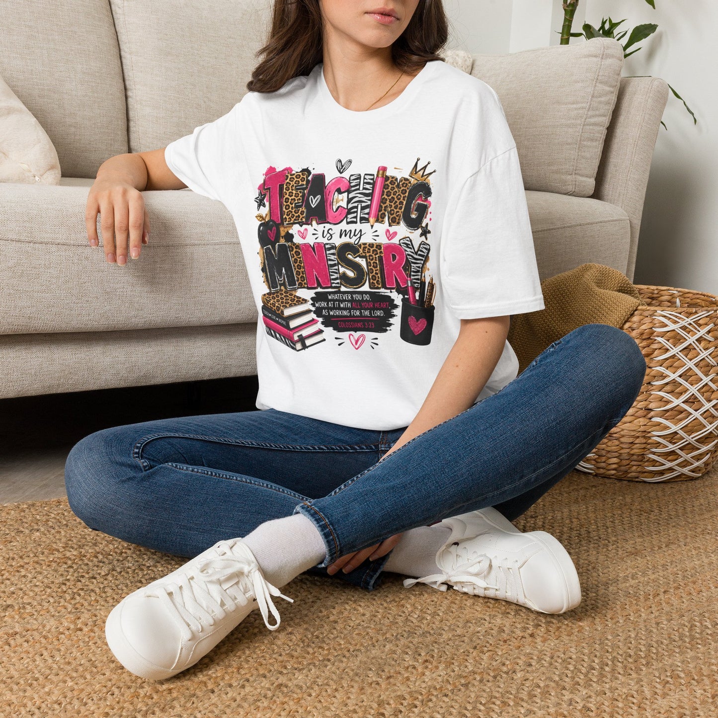 Teaching Is My Ministry Shirt, Leopard Zebra Print Teacher Shirt, Colossians 3:23 Christian Teacher Tee, SLP SLPA Gift Shirt