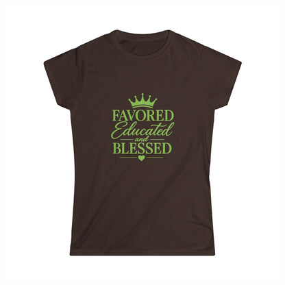 Favored Educated and Blessed Tee Pink Green