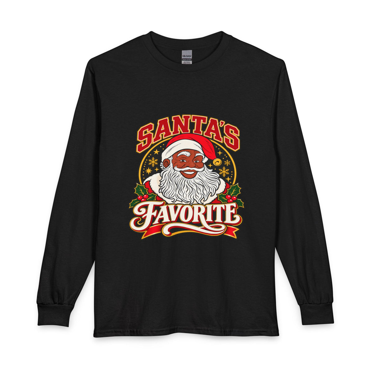 Unisex Christmas Shirt, Santa's Favorite Long Sleeve Shirt, Black Santa Pajama Shirt, Family Christmas Pajamas, Matching Photo Shirt