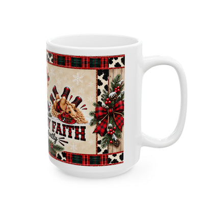 Walking By Faith Tripping Constantly Mug, Western Christian Christmas Gift, Cowgirl Coffee Mug, Cowgirl Mom Gift, Western Christmas Mug