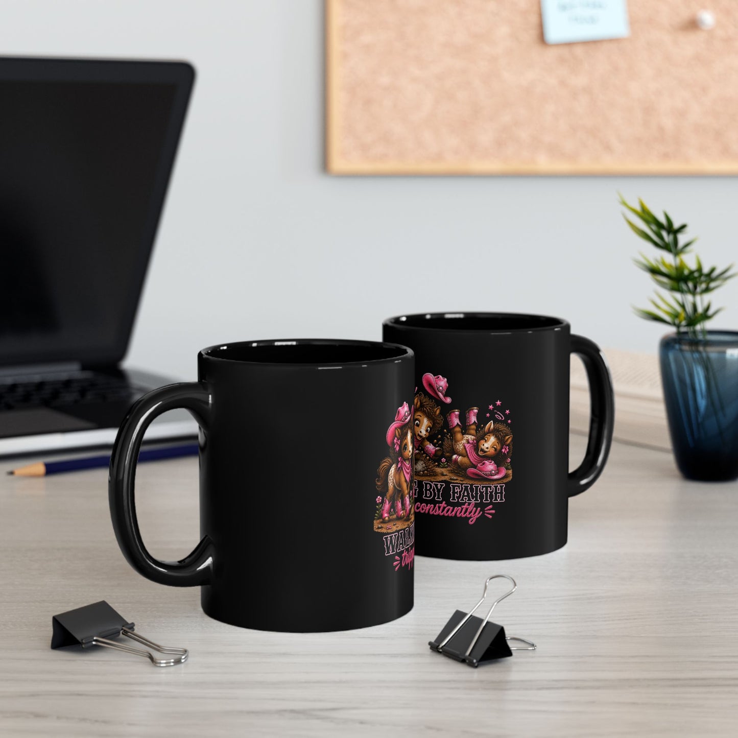 Walking By Faith Tripping Constantly Mug, Cute Cowgirl Horse Mug, Whimsical Western Cowgirl Gift, Christian Cowgirl Mug