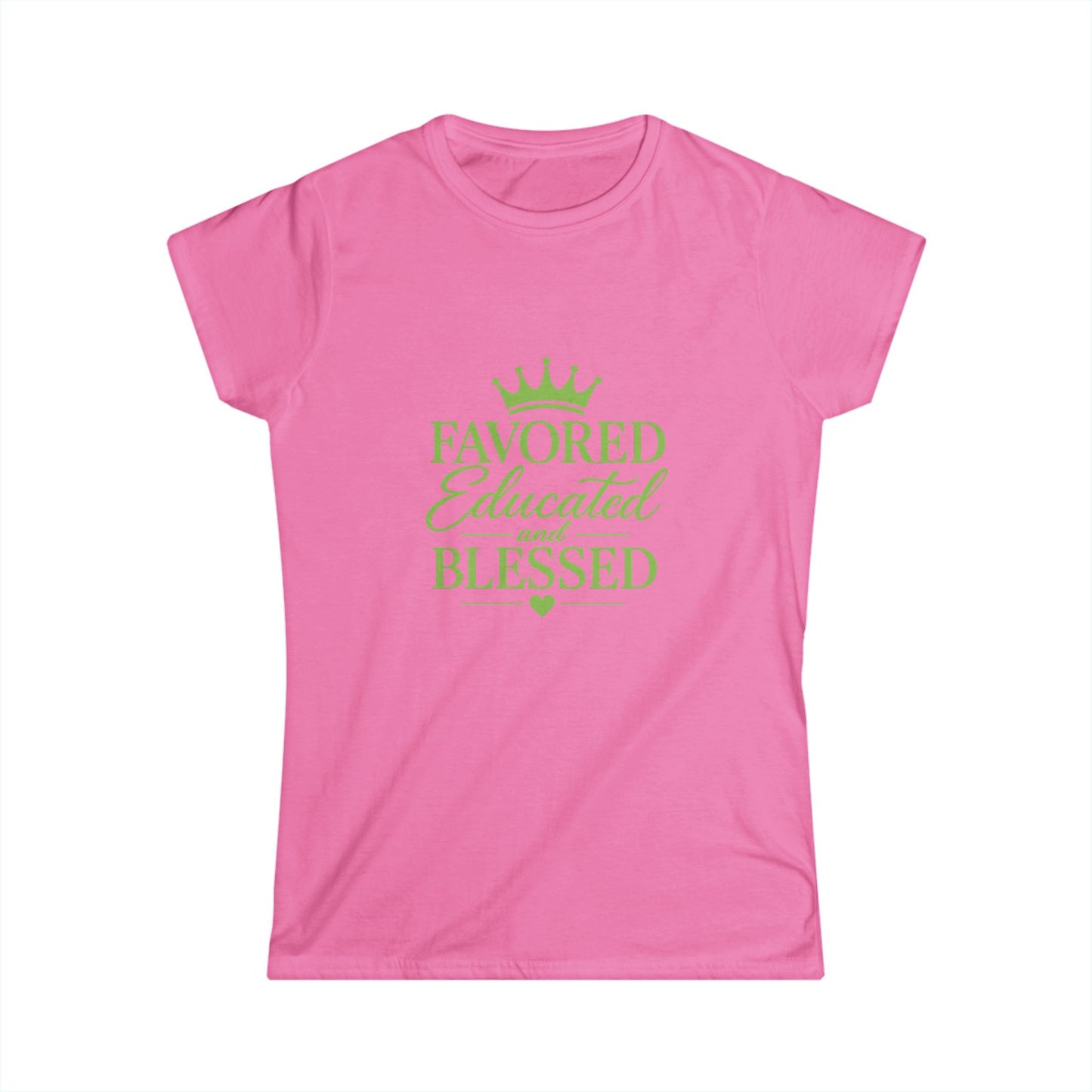 Favored Educated and Blessed Tee Pink Green