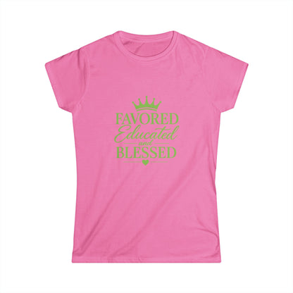 Favored Educated and Blessed Tee Pink Green